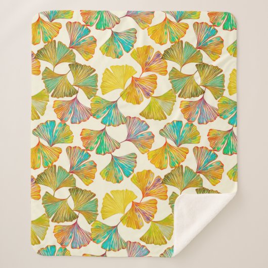 床に継ぎ目葉のない模様の銀杏。ウォーターコロ シェルパブランケット (正面)