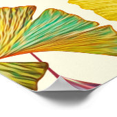 床に継ぎ目葉のない模様の銀杏。ウォーターコロ ポスター (角)