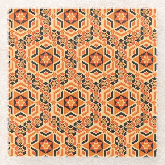 床のイタリアン幾何学的パターン、ヴィンテージモザイク。 ガラスコースター (正面)