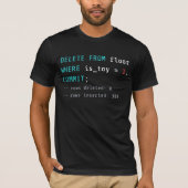 床のコードを消去するSQLジョーク Tシャツ (正面)