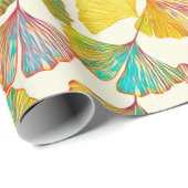 床のシ離れームレスパターン上の銀杏。ウォータコロ ラッピングペーパー (ロールコーナー)