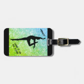 床の離れグリーンに体操パーソナライズされたする ラゲッジタグ (正面横)