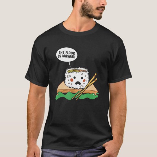 床はわさび食日本の物寿司 Tシャツ (正面)
