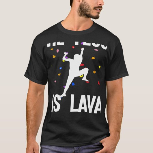 床は溶岩の岩と登山 Tシャツ (正面)