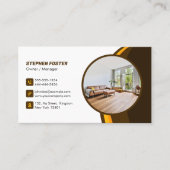 床下請負業者の木製床タイル茶色の黄色 名刺 (正面)