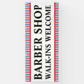 床屋さん（Barber Shop）・散髪屋さん・理容室・Welcome・お気軽にお立ち寄りください・ 横断幕 (縦)