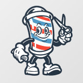 床屋のカートゥーン理容師ポールのキャラクター ウィンドウサイン (シート)