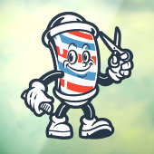 床屋のカートゥーン理容師ポールのキャラクター ウィンドウサイン (シート3)