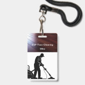 床清掃サービス作業バッジ バッジ (正面（ネックストラップ付）)