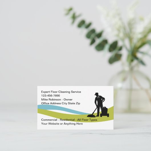 床清掃及び床材 名刺 (スタンド正面)