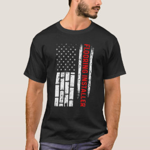 床設置業者USAフラグ床設備 Tシャツ