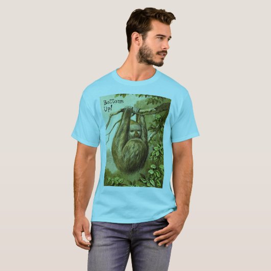 底おもしろいを上げてナマケモノをする Tシャツ (正面フル)