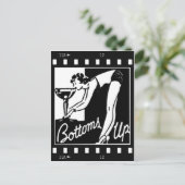 底はレトロの女性を持ち上げますDrinking Hugeマルティーニ ポストカード (スタンド正面)