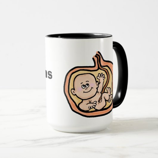 底は子宮のマグのベビーを持ち上げます -- それをカスタマイズ マグカップ (正面右)