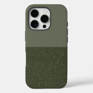 底グリッターモスグリーンiPhoneケースカスタマイズ- iPhone 16 Proケース