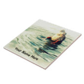 底! おもしろいなアヒルのお尻の写真 タイル (側面)