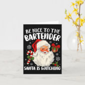 店員さんに優しくしてね サンタは見てるよ クリスマス カード (黄色い花)