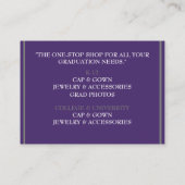 店舗のグレーと紫の卒業キャップ 名刺 (裏面)