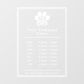 店舗の営業時間にぴったりなペットの足跡デザイン ウィンドウサイン (シート)