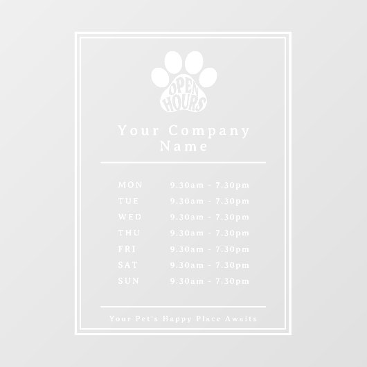 店舗の営業時間 足跡マーク ウィンドウサイン (シート)