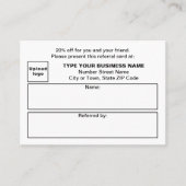 店舗または店舗のビジネス向けホワイトレファレンスカード 紹介カード (正面)