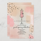 店舗オープングランドオープンドレスフォームピンク 招待状 (正面/裏面)