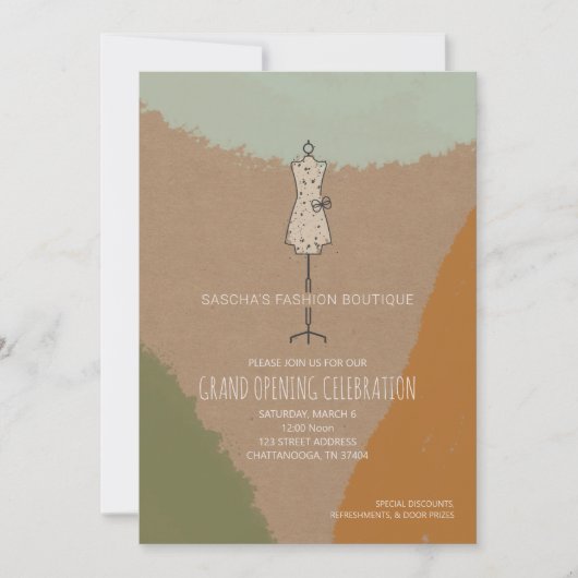 店舗オープングランドオープンドレス型枠抽象芸術 招待状 (正面)