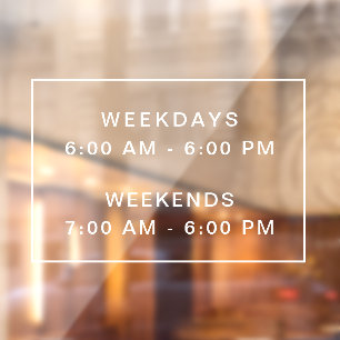 店舗オープン時間シンプルのクリーンサインウィンドウのクリング ウィンドウサイン