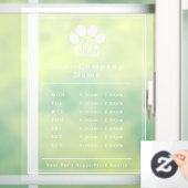 店舗フロント営業時間肉球印 ウィンドウサイン (ホーム)