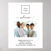 店舗ロゴ写真　営業時間歓迎 ポスター (正面)