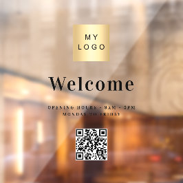 店舗ロゴ歓迎営業時間QRコード ウィンドウサイン