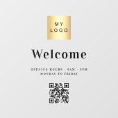 店舗ロゴ歓迎営業時間QRコード ウィンドウサイン (シート)