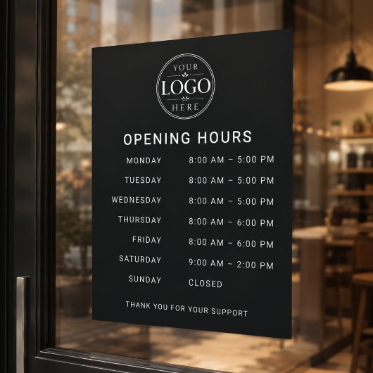 店舗営業時間ロゴ ウィンドウサイン