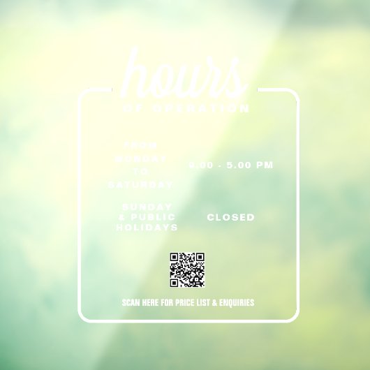 店舗営業時間 窓用シール ウィンドウサイン (シート3)