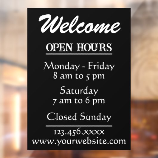 店舗歓迎と営業時間 ウェブサイト ウィンドウサイン (シート2)