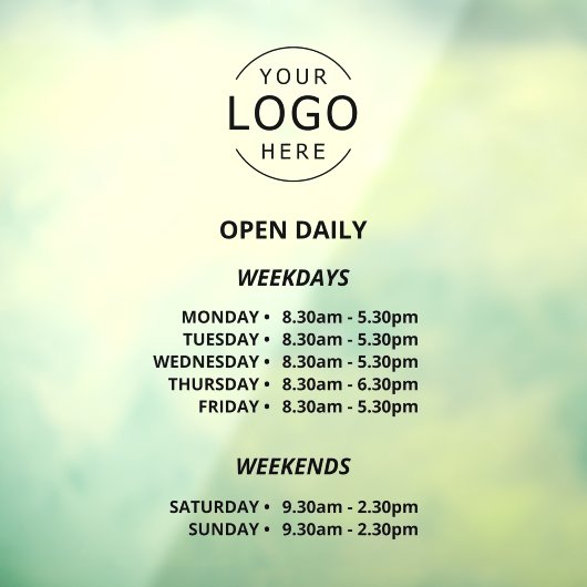 店舗毎日営業時間 ロゴマーク 店舗看板 ウィンドウサイン (シート3)