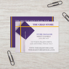 店舗販売店黄色と紫の卒業キャップ 名刺