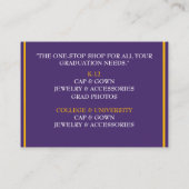 店舗販売店黄色と紫の卒業キャップ 名刺 (裏面)