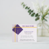 店舗販売店黄色と紫の卒業キャップ 名刺 (スタンド正面)