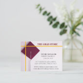 店舗販売店黄色&ワインカラー卒業キャップ 名刺 (スタンド正面)