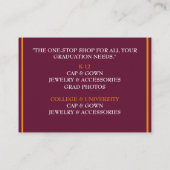 店販店オレンジ&ワインカラー卒業キャップ 名刺 (裏面)