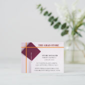 店販店オレンジ&ワインカラー卒業キャップ 名刺 (スタンド正面)