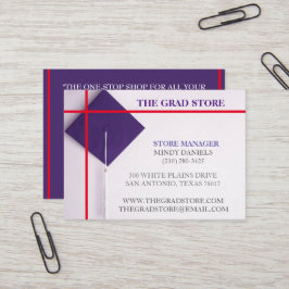 店長小売業者の赤と紫の卒業キャップ 名刺