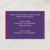 店長小売業者の赤と紫の卒業キャップ 名刺 (裏面)