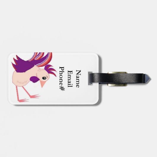 座っおもしろいている鶏 ラゲッジタグ (裏面横)