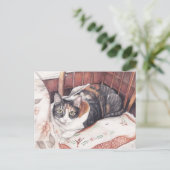 座っかわいらしたカリコキャットアートポストカード ポストカード (スタンド正面)