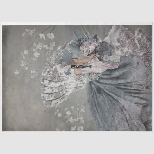 座っかわいらした女のポートレートフローラファン 薄葉紙 (正面)