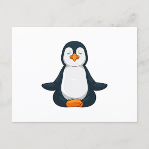 座ったままのヨガフィットネスでのペンギン ポストカード