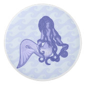 座った人魚の青 セラミックノブ (正面)
