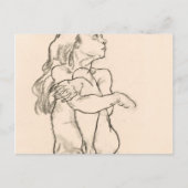 座った女性は彼女の膝の離れエゴンシエレを握り締め ポストカード (正面)